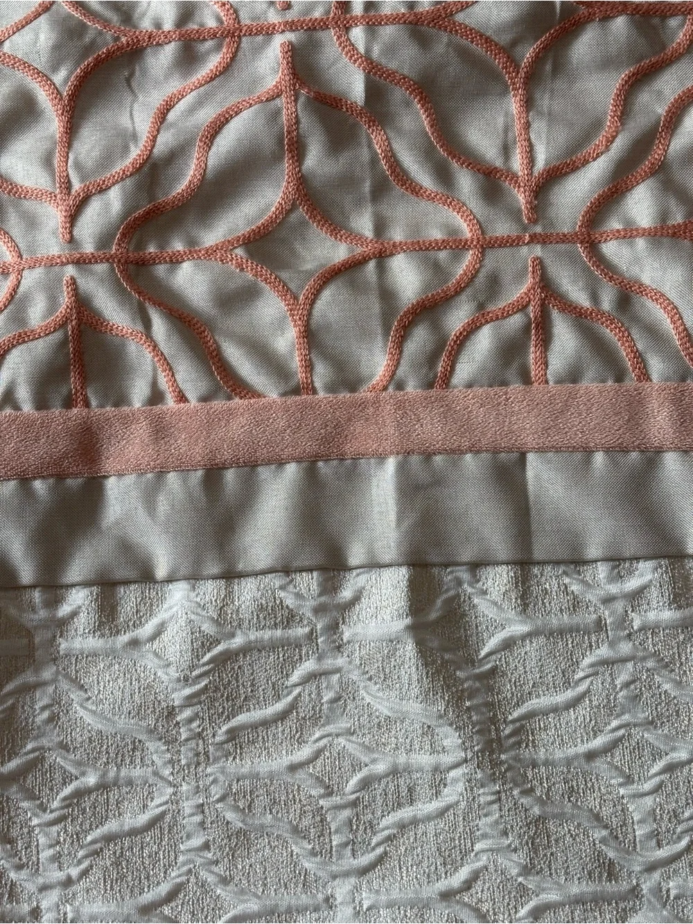 2 JC Penny Home Multi Texture Pillow Shams Standard Quilted Coral Peach Cream